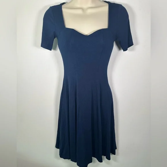 ASOS navy blue fit and flare dress size 4 - Picture 1 of 4
